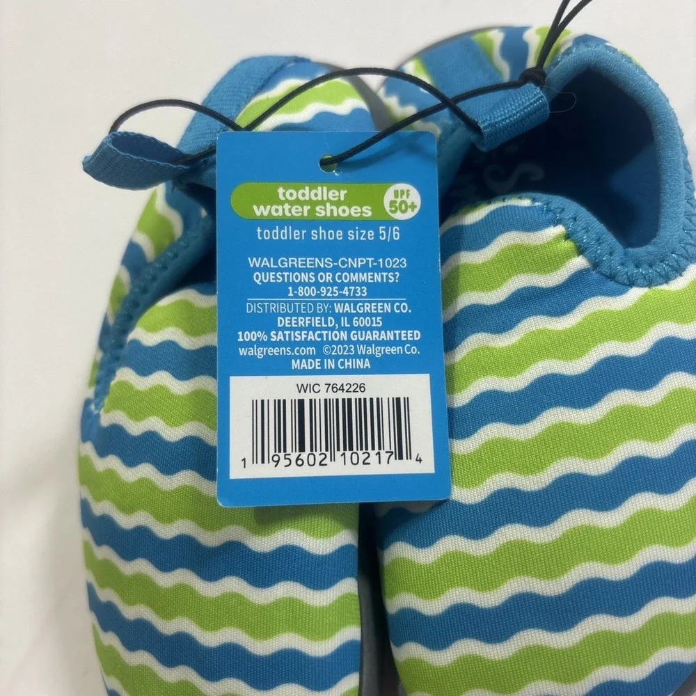 NEW Toddler Baby Water Booties‎ Water Shoes - Black/Lime Size 5/6